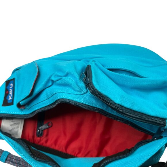 KAVU New NWT Sling Pack Backpack Turquoise Blue.  Rope Handles.  Mini Rope Bag. main image 7